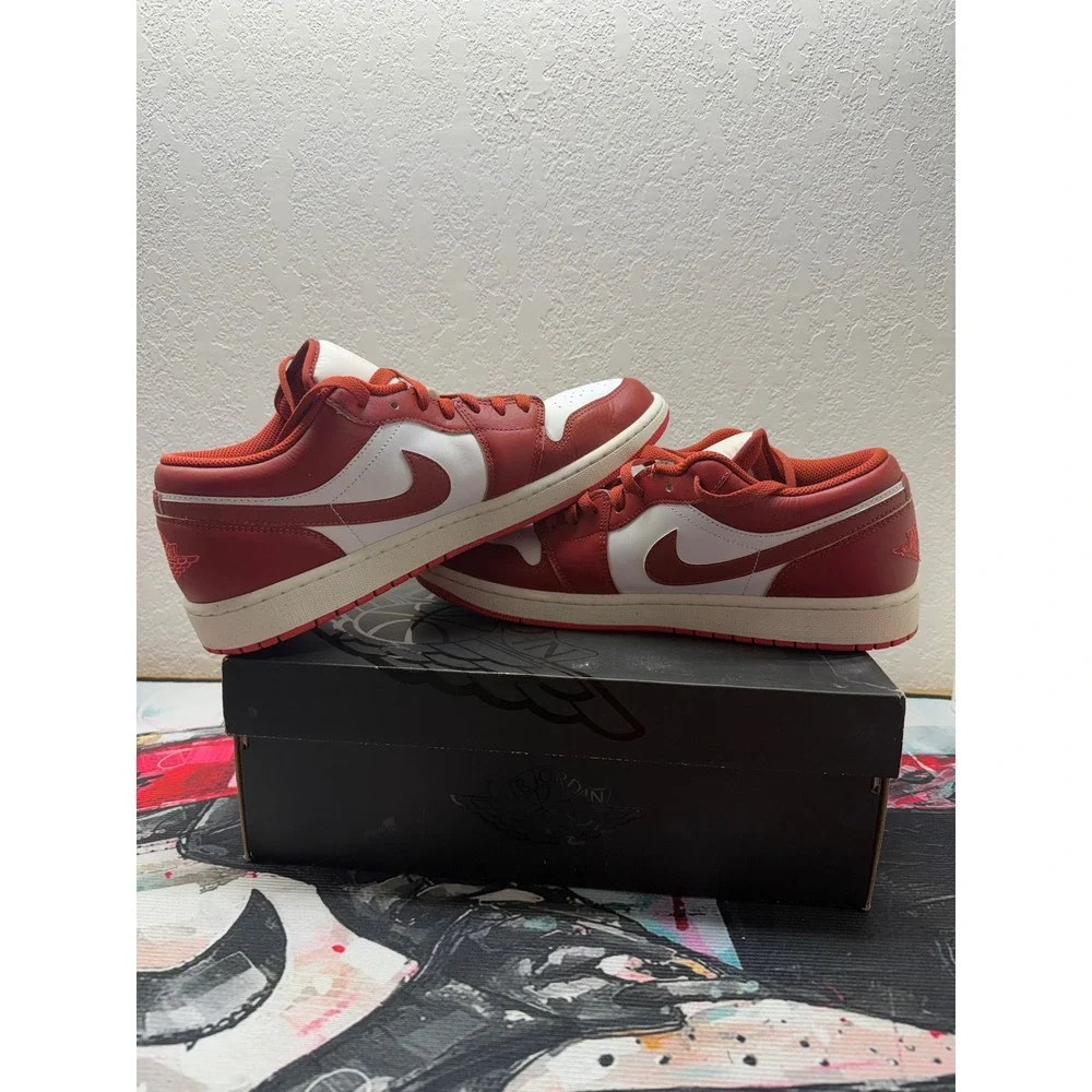 Nike Air Jordan 1 Low  White Dune Red  FJ3459-160 Mens Size 12.5